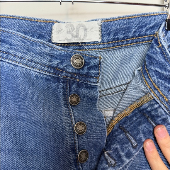 free people distressed cropped straight jeans size 30 medium wash - Picture 2 of 5
